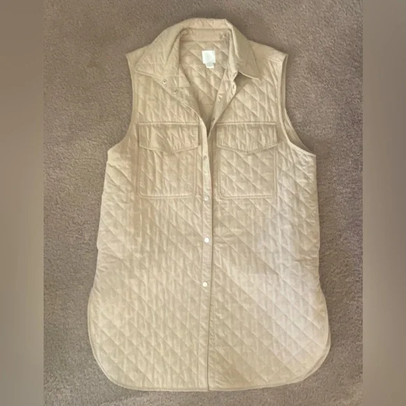 Fun & Stylish H&M Long Khaki Vest, 4 Pockets, Snaps, XL Oversized - Picture 1 of 7